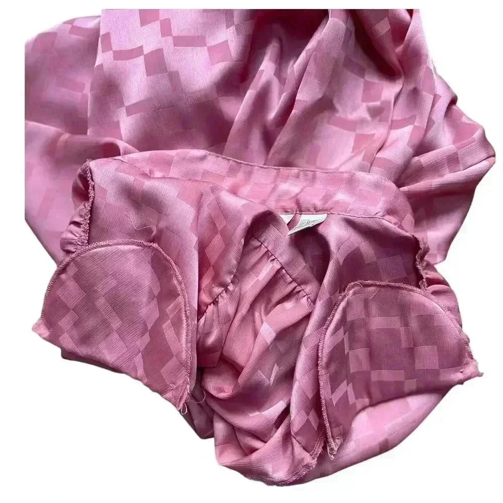 Vintage Alicia Women's Satin Style Long Sleeve Blouse Pink Size 10 Button Front - Picture 14 of 14